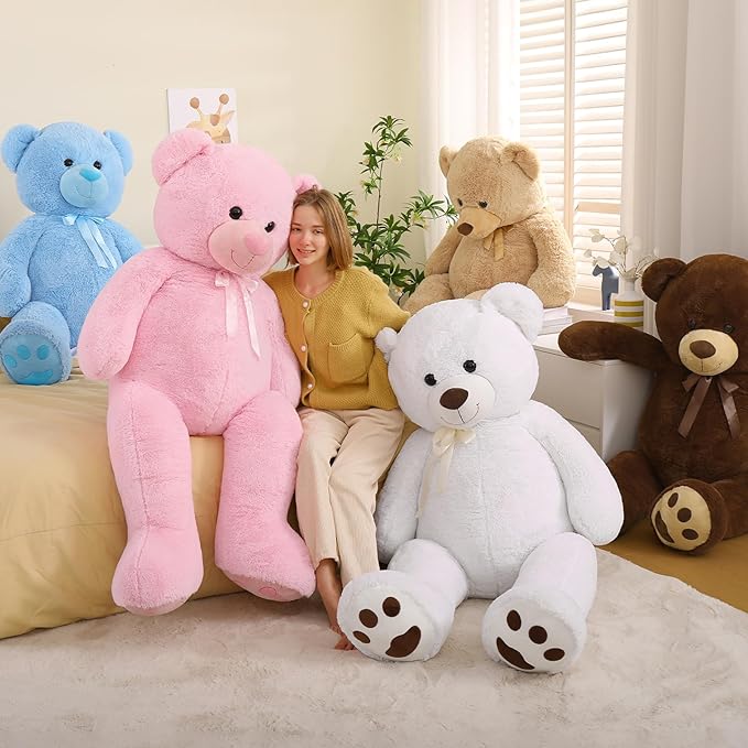 Tezituor Giant Teddy Bear - 5 Feet Tall Pink Life Size Stuffed Animal with Footprints - Valentine's Day Gift
