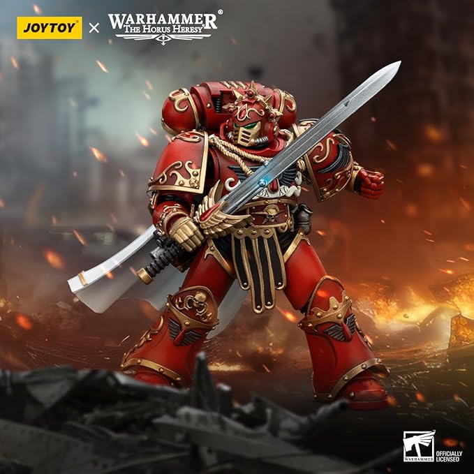 JOYTOY Warhammer The Horus Heresy Blood Angels Legion Praetor with Paragon Blade 1:18 Scale Action Figure Mecha Joy Toy Collection Model 4.9in