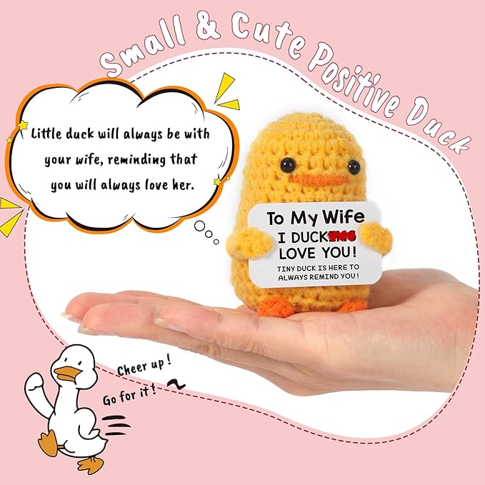 MBL Gifts for Wife Birthday Anniversary - I Duck Love You, Funny Cute Small Cool Crochet Duck Christmas Stocking Stuffers Xmas Holiday Mother's Mothers Day Birthday Gifts for Wife Her Women