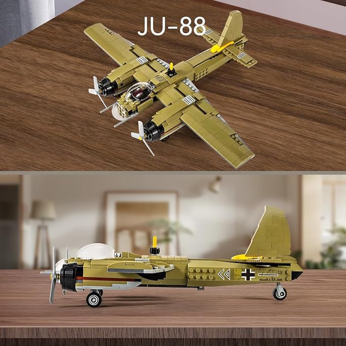 DAHONPA JU88 Bomber Plane Junker Aircraft Building Set [430pcs+] Classic German Fighter Models, Perfect for Holiday Gifts and Military Displays