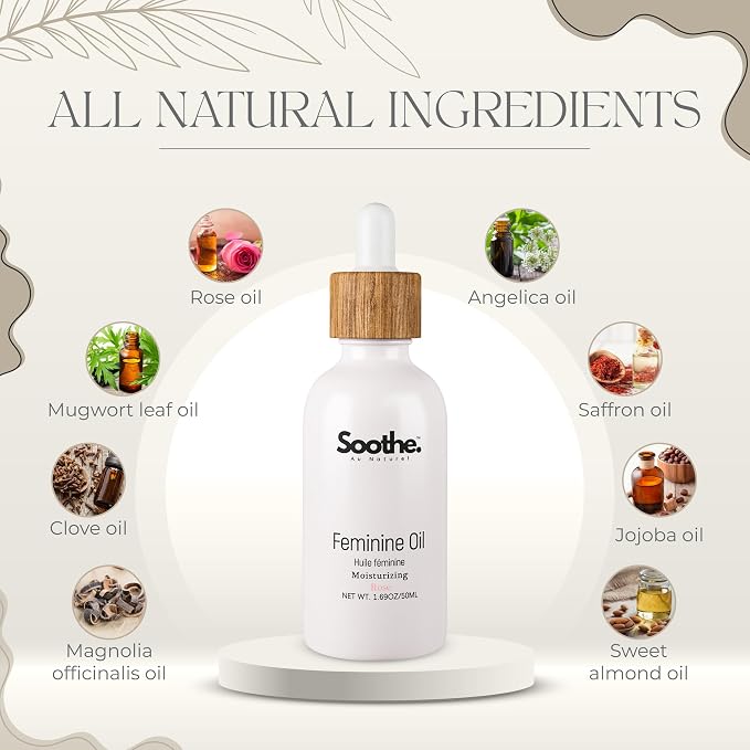 Feminine Oil for Private Parts & Sensitive Skin, Daily Feminine Care with Rose, Jojoba, & Sweet Almond Oils, pH Wash for Women, 50ml