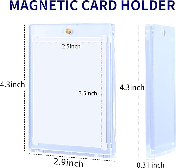 QTYORD 50 Pack 35PT Magnetic Card Holder for Trading Cards, One-Touch Card Case Holder for Baseball Football Sports MTG TCG Collectable Cards