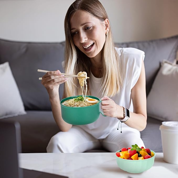Large Ramen Bowl,40oz Ramen Noodle Bowls Microwavable, Ramen Cooker with strainer, Microwave Pasta Cooker, Gift for College Boys Girls Male Female Dorm Room Essentials Instant Lunch