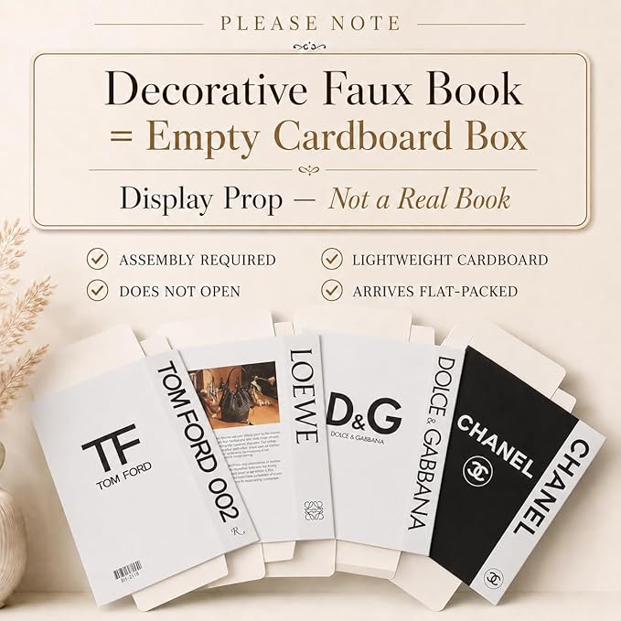4 Pcs Decorative Books | Faux White Coffee Table & Shelf Decor | Bright Scandinavian Look for Living Room, Office and Entryway - Not Real, Tool-Free 2-Min Setup