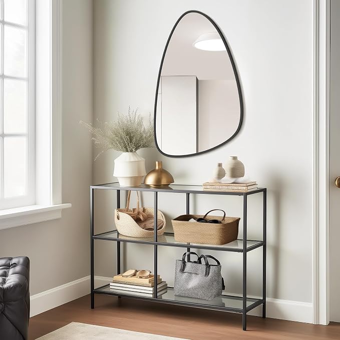 Asymmetrical Mirror, Irregular Wall Mirror, Wall Mirrors Decorative for Bedroom Living Room entryway Hall, Wall Mirror for mid Century Modern Decor 36" H x 23" W, Black