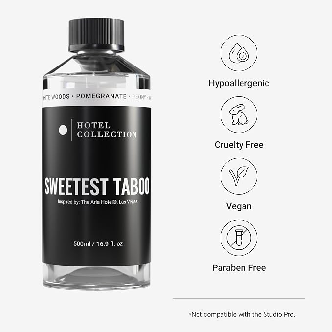 Hotel Collection Diffuser Oil - Sweetest Taboo - Aromatherapy Essential Fragrance Oil - White Woods, Pomegranate, and Peony - 500mL 16.9 Fl oz