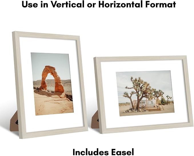 Americanflat 9x12 Picture Frame with Shatter-Resistant Glass - Use as 6x8 Frame with Mat or Display 9x12 Photo Without Mat - Signature Collection - Picture Frames for Tabletop and Wall - Light Wood | Shatter-resistant glass, wall or tabletop display wi...