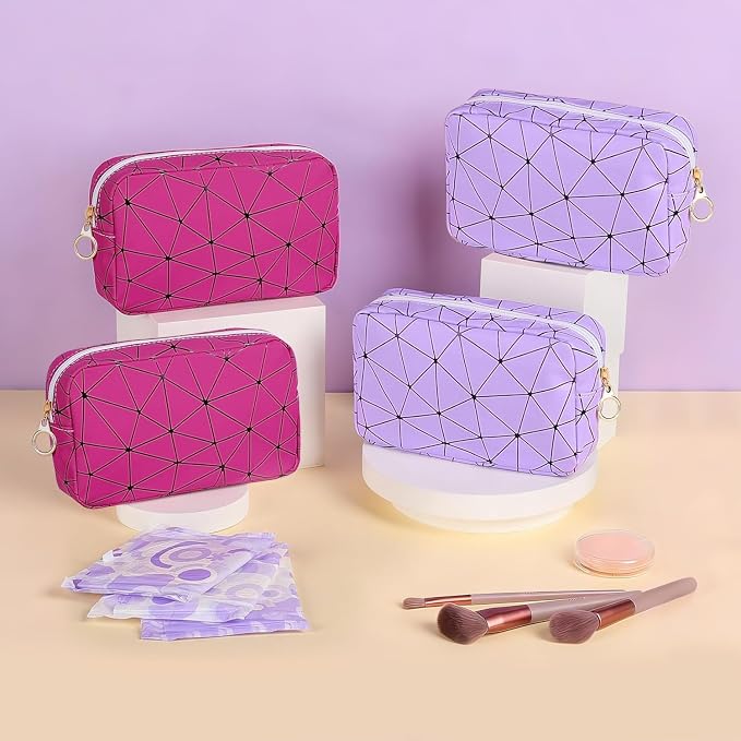 Likesing Tampon Holder for Purse, Leather Period Bag Sanitary Napkin Storage Bag for Girls Womens, Portable Feminine Emergency Pad Period Pouch(Purple)