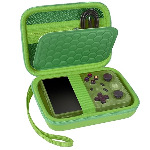 PAIYULE Travel Case Compatible with RG353V/ RG353VS/ R36S Retro Handheld Game Console, Handheld Emulator Storage Holder Organizer, Android Game Console Carrying Bag (Green) (Box Only)