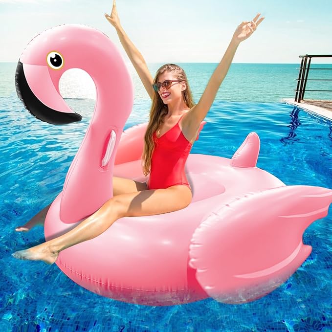 TURNMEON Giant Flamingo Pool Float, Inflatable Summer Beach Swimming Raft Lounge Ride-on Water Pool Floatie for Adults Kids Lake Beach Float Pool Party Toys, Flamingo/Unicorn