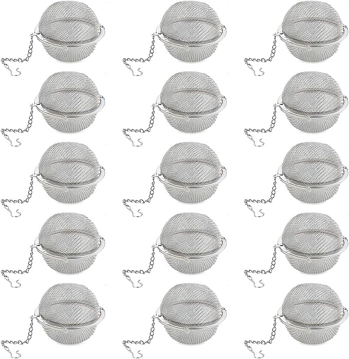 Loose Leaf Tea Steeper, Tea Ball Infusers for Loose Tea,Extra Fine Mesh Tea Strainer Tea Diffusers,Stainless Steel Tea Filter for Brew Leaf Tea Flavoring Herbal Spices Seasonings (15)