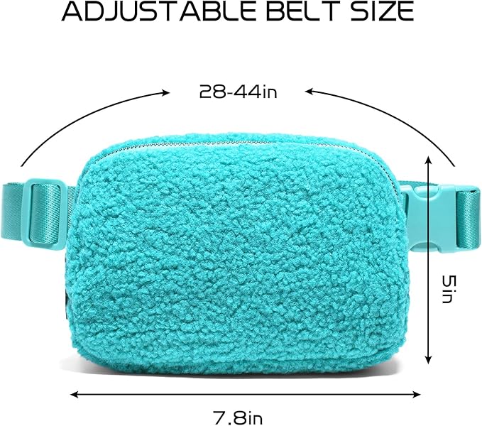 Gitus Fleece Belt Bag Sherpa Fanny Pack Crossbody Bags for Women Fashion Waist Packs with Adjustable Strap for Gym Travel Hiking Running Trending Gifts for Teen Girls Women Men (Lake Blue)