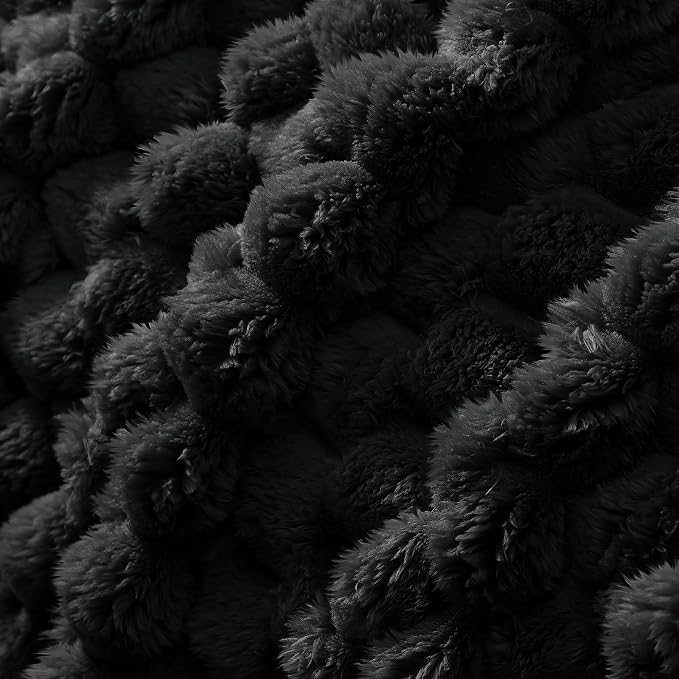 Whale Flotilla Soft Fleece King Size Bed Blanket Luxury 3D Jacquard, Black | Lightweight Breathable Coverlet Bedspread for All Seasons, Super Cozy Plush Fluffy Fuzzy Decorative Blanket for Bed, 90"x104"