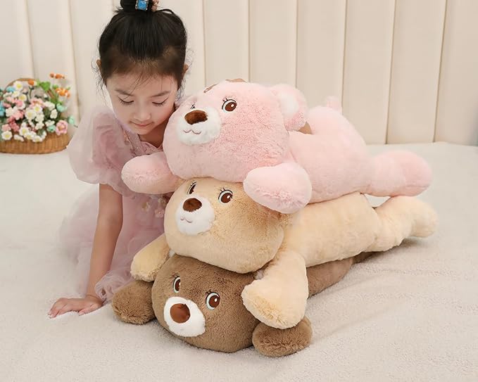 XMV 26 inch 5 lbs Bear Weighted Stuffed Animals, Large Weighted Plush Animal, Cute Plush Toy Pillow, Soft Bear Plushie Gifts for Adults, Kids, Boys and Girls(Light Brown)