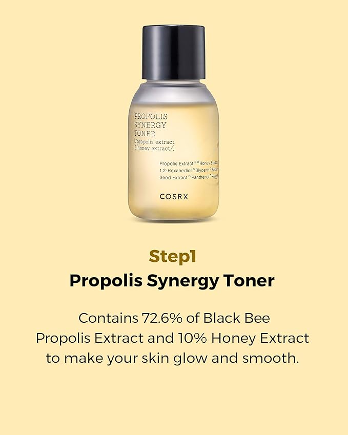 COSRX Honey Glow Kit, Korean Skin Care Set with Propolis Facial Toner, Serum, & Cream, Mini Travel Essentials, Deep Moisture, Hydration, Nourishment, Travel Size Gift Set, Korean Skin Care