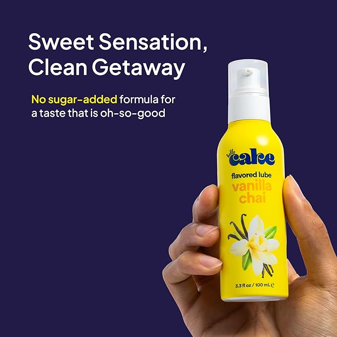 Hello Cake Vanilla Chai Flavored Lube - Sugar-Free Water-Based Personal Lubricant for Men, Women, and Couples, 3.3 fl oz
