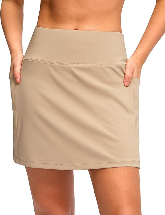 Women's Golf Skirts Skort 4 Side Pockets High Waisted Stretchy Tennis Skirt | Silky Soft, Lightweight, Breathable, Built-in Mesh Shorts, High Waisted, Elastic waistband, Moisture-Wicking, Athletic