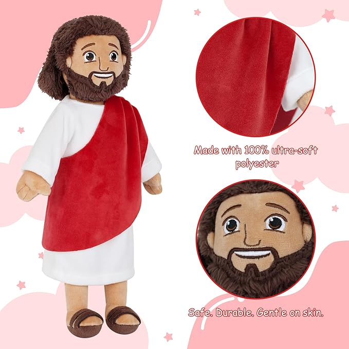 Apragaz 13" Jesus Plush Doll, Jesus Plushies for Kids, Soft & Comfort Christian Toy, Christian Faith Plushie Faith-Based Gift for Boys Girls, Sunday School, Bible Learning, Easter & Christmas(Red)