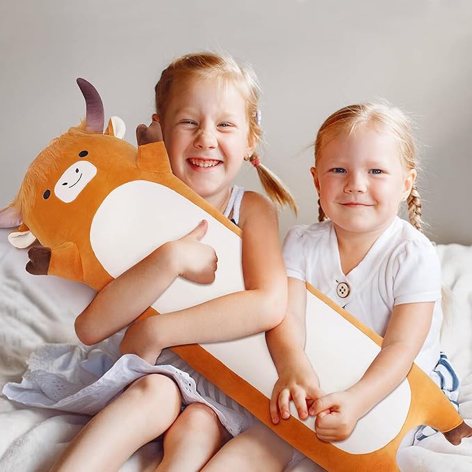 Large Highland Cow Stuffed Animal,33.5” Long Highland Cow Plush,Cute Plushies Animal Body Pillow,Kawaii Plush Toys Animals Gifts,Sleeping Hugging Pillow Cushion for Kids Adults