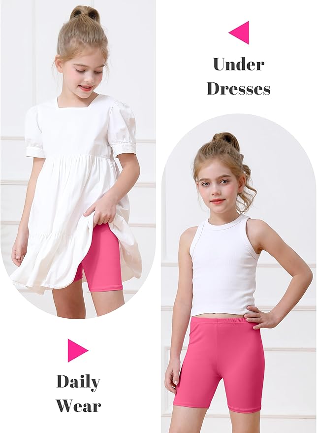 Resinta 6 Pack Girls Bike Shorts Under Dress Dance Cartwheel Shorts for Toddler Kids Summer Clothes Multicolor
