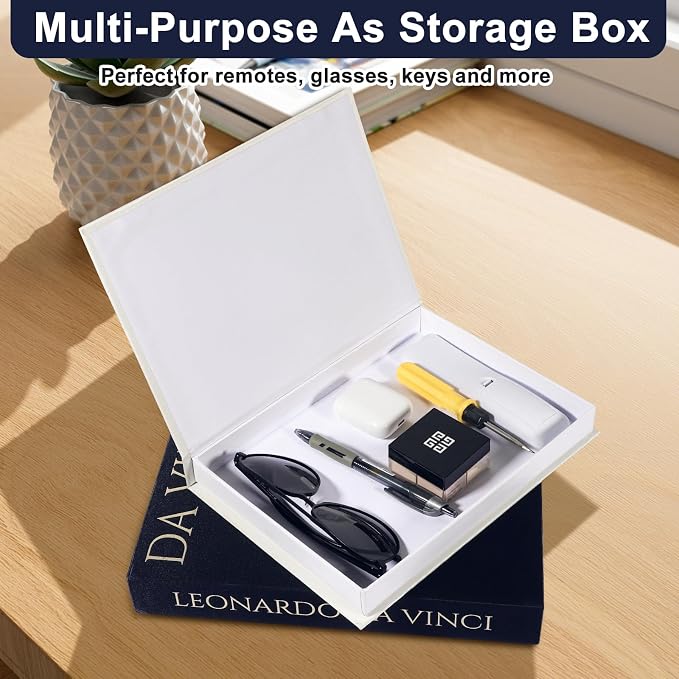 SUPERNIGHT Aesthetic Decorative Books for Home Decor, Set of 2 Linen Boxs | Storage Boxes for Living Room, Office, Coffee Table Decor, Elegant Fake/Faux Books, Hide Photo, Keepsake, Black+White