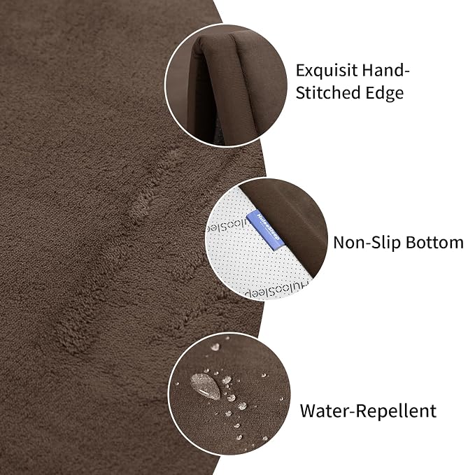 Huloo Sleep Baby Play Mat for Floor,1.3" Thick Elasti-Foam 50x50 Playpen Mat for Toddlers Infant Kids,Water-Repellent Soft Coral Velvet Tummy Time Mat,Non Slip Crawling Mat,Tatami Mat(Dark Brown)