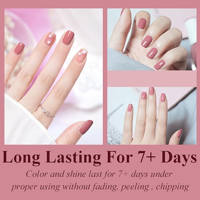 NovaCharm Dark Pink Nail Polish - Air Dry Quick Dry Nail Polish - Long Lasting Nail Varnish - High Glossy Fingernail Polish - Pink Jelly Nail Gel No Need UV Light DIY at Home for Women