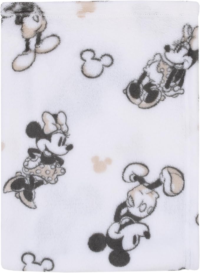 NoJo Disney Mickey and Minnie Mouse Black and White Super Soft Baby Blanket