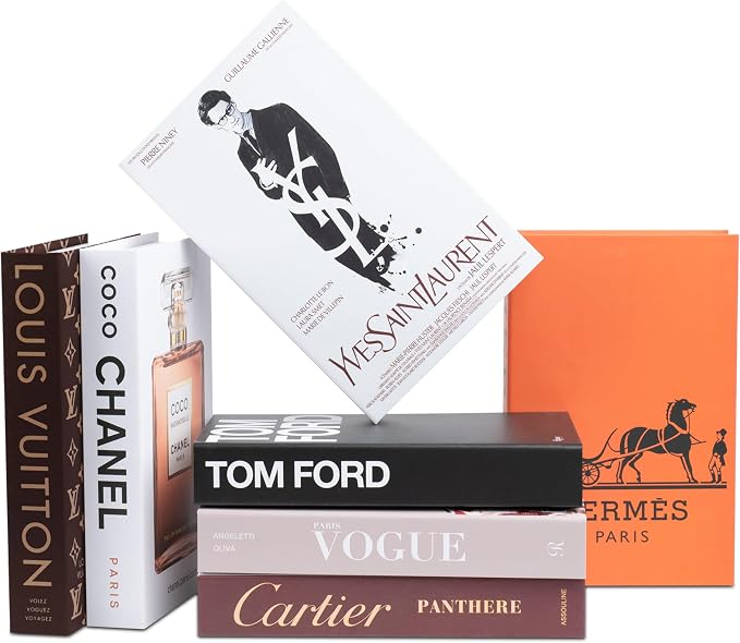 4-7 Pieces Fashion Decorations Book Set. Premium Aesthetic Faux Books for Room Decor. (7) | Designer Fuller Set for Living Room, Office and Mantel - Not Real, Tool-Free 2-Min Setup