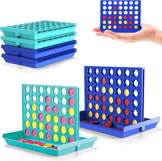 Pup Go 4-Pack Mini Pocket Sized 4 in a Row Board Game for Kids Ages 3+, Perfect Party Bag Fillers for Kid Classroom Prizes Rewards Unisex Kids Party Favour Toy Stocking Fillers Boys Girls