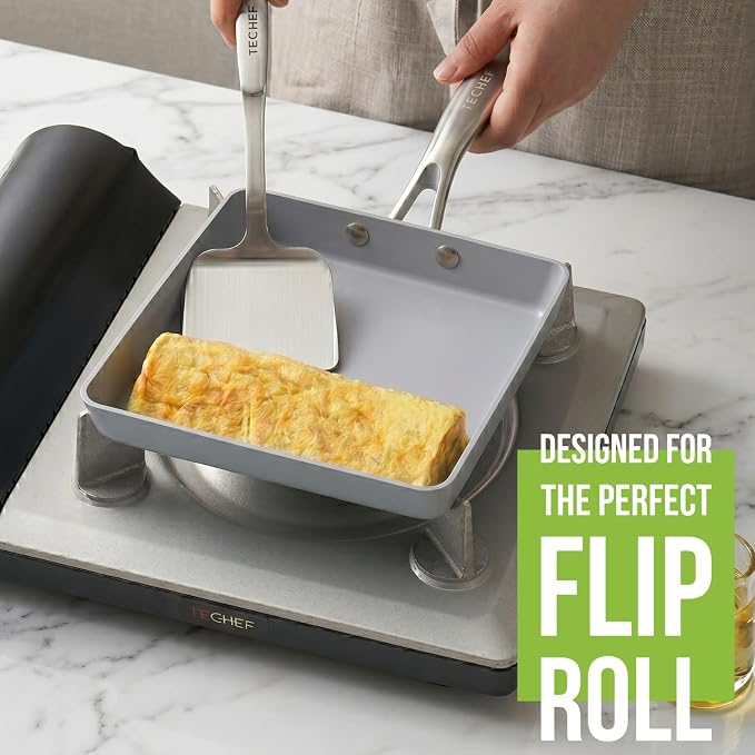 TECHEF - CeraTerra Ceramic Nonstick Tamagoyaki Japanese Omelette Pan/Egg Pan Skillet, (PTFE, PFAS, and PFOA Free), Induction-Ready, Made in Korea