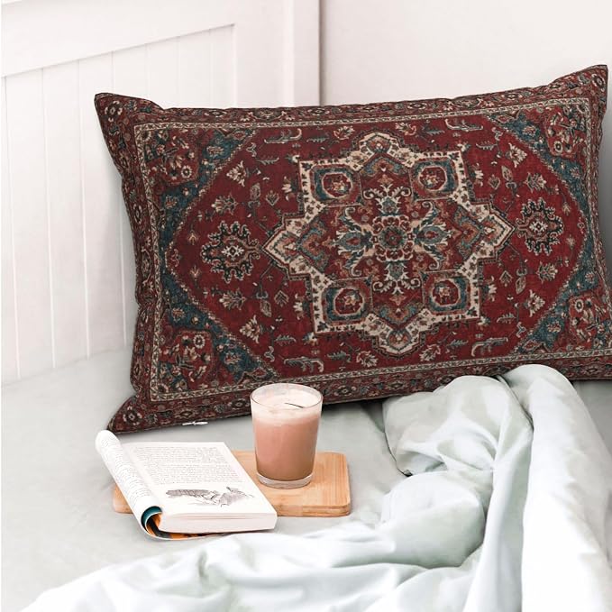 Red Persian Carpet - Persian Vintage Antique Carpet Pillow Covers Decorative Lumbar Throw Pillowcase 12x20 Inch Couch Cushion Cover For Home Decor Living Room Bedroom College Dorm Bed Car Sofa