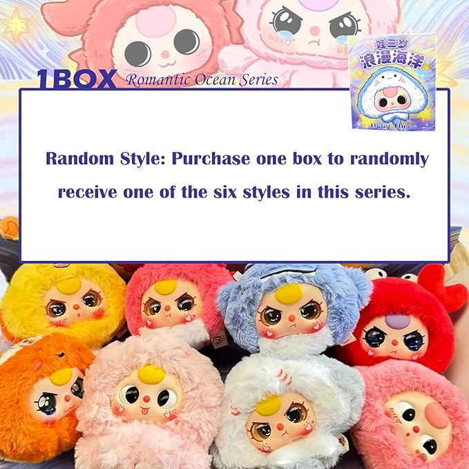 CALEMBOU Plush Doll Blind Box Figure, 5'' Cute Stuffed Animal Blind Plush Mystery Box, Kawaii 1 of 8 Possible Mystery Collectible Soft Charm Plush Keychains Xmas Birthday Gifts (Romantic Ocean Series)