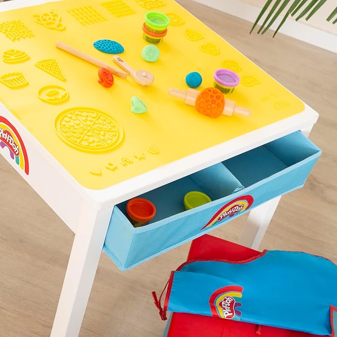 roba Play-Doh Creative Craft Table for Kids - All-in-One Art Station with Storage, Play-Doh Sets, Wooden Tools & 3D Silicone Mat, Ages 3+