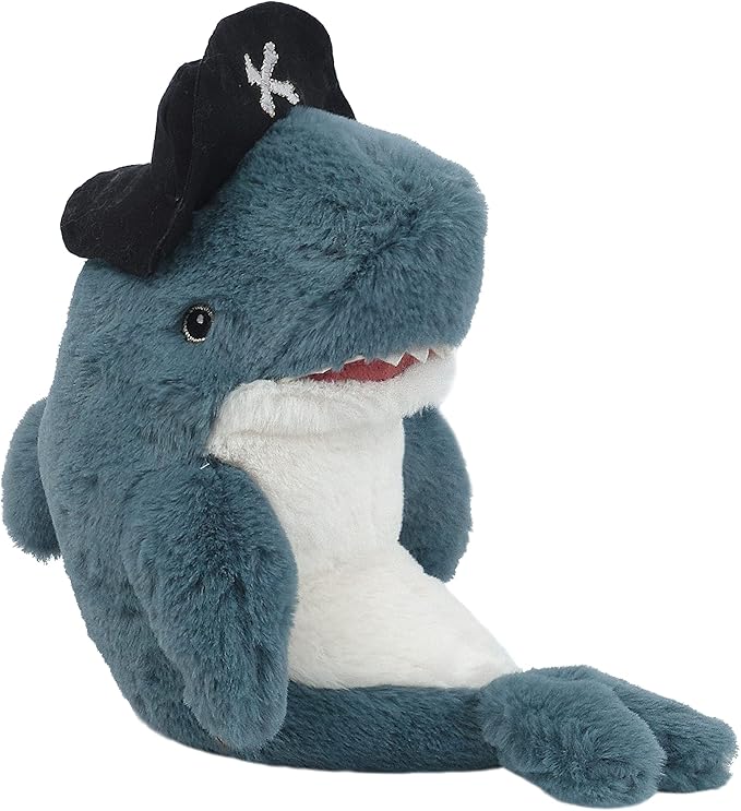 MON AMI Captain O'Fish Pirate Shark Stuffed Animal 12”, Soft & Cuddly, Use as Toy or Nursery Room Décor, Ocean Animals, Great for Kids of All Ages