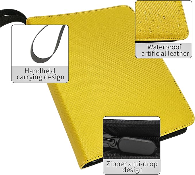 Card Binder – 720 Capacity, Zippered Trading Card Holder for MTG, Sports & Collectible Cards – Acid-Free, Durable & Travel-Friendly Storage (Yellow, 9 Pocket)