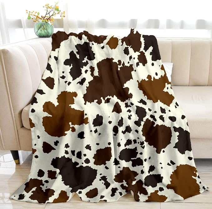 Cow Print Blankets and Throw, Cow Blanket for Adults,Cowhide Blanket for Girls, Cute Blankets for Teen Girls, Toddler Blanket for Kids, Cow Baby Blanket Cow Stuff for Women Highland Cow Decor 40"x60"