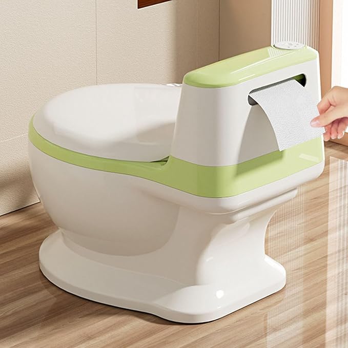 Adjustable Portable Kids Potty Training Seat, Ergonomic and Safe Children's Toilet with Removable Potty Pot, Comfortable Non Slip Design for Home and Travel(Green)