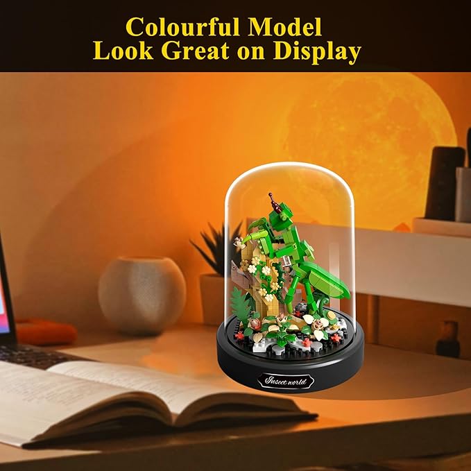 Insects Flower Bonsai Building Set,Adult Mini Animals Friend Set,Insect Collection Gift for Kids,Party Favors Bugs Building Block Kit,Valentines New Year Birthday Gift for Boys Girls(Mantis)