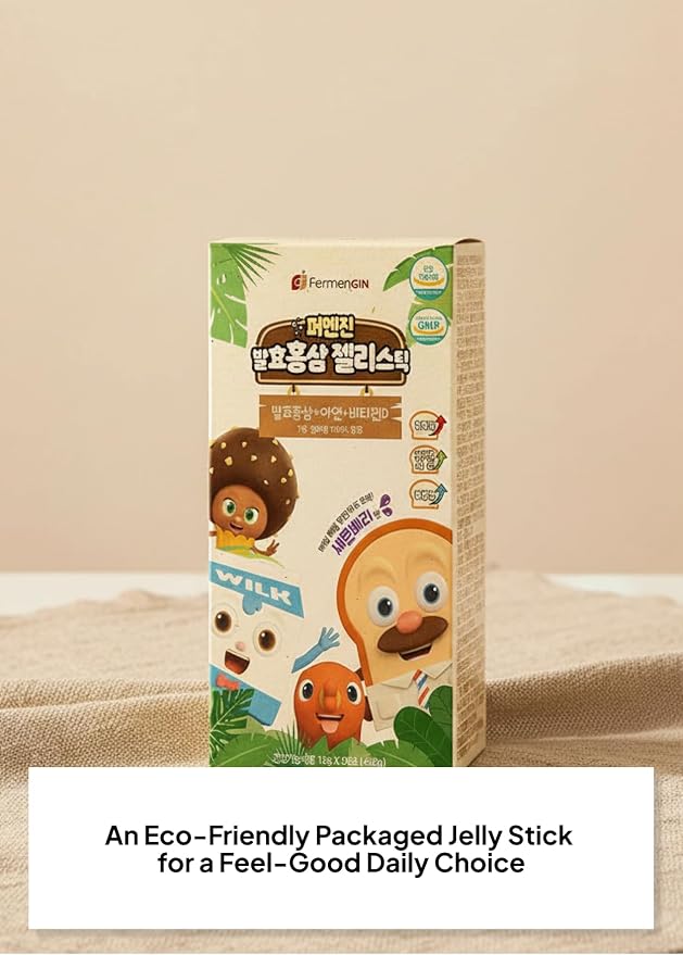 Korean Food Fermented Red Ginseng Jelly 30 Stick, Berry Flavor, 450g Set | Berry-flavored fermented red ginseng jelly sticks in convenient individual serving packs