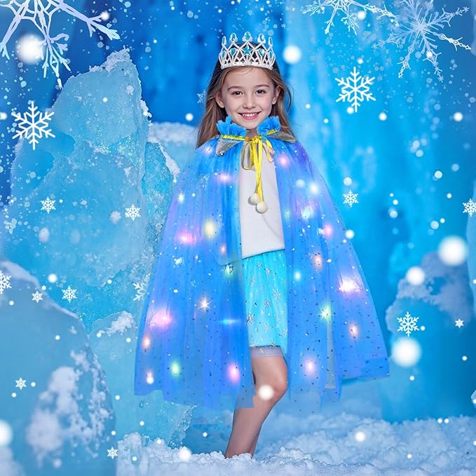 Meland Princess Dress up Clothes for Girl, 11Pcs Princess Cape with Kid Crown Toys,Dresses for Girl 3,4,5,6,7,8 Birthday Gift