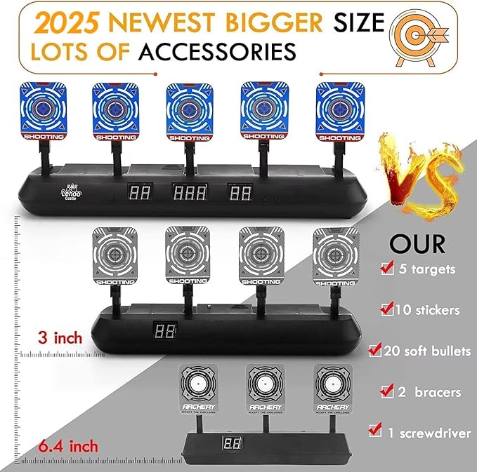 Lehoo Castle Shooting Targets for Nerf, 5 Targets Shooting Games for Kids, Digital Scoring for Nerf Guns Target, Gifts for 5 6 7 8 9 10 Year Old Boy