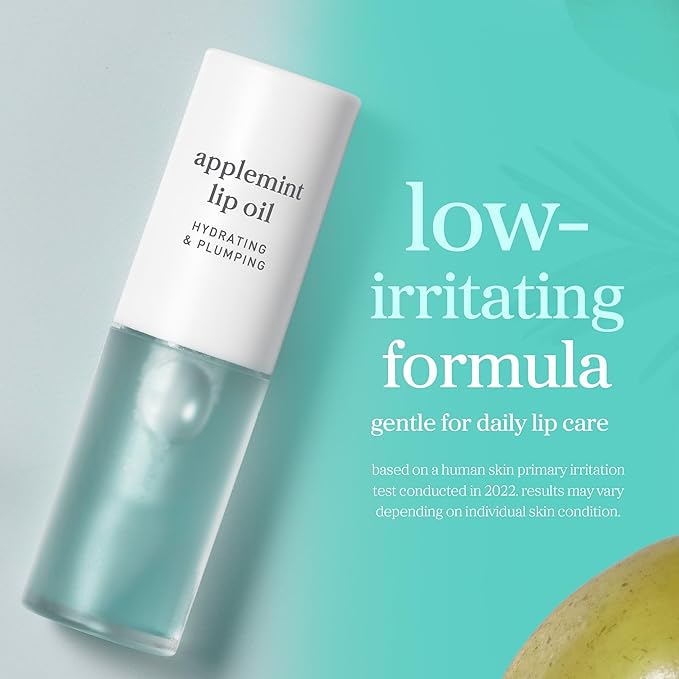 NOONI Korean Lip Oil - Applemint | Long-Lasting, Moisturizing, Plumping, Revitalizing for Dry Lips, Waterproof, No Peel Off, Hydrating, Nourishing Crystal Clear, 0.12 FL Oz