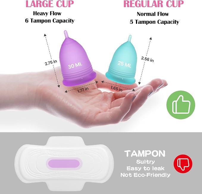 YTYOMUR Menstrual Cup Steamer Sterilizer with 2 Reusable Menstrual Cups, Upgraded Period Cups Cleaner Wash Kit