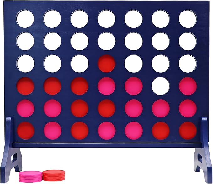 Tailgating Pros Premium Navy Giant Four in a Row with Carrying Case - Jumbo Oversized Outdoor Yard Game - Connect Multiple Pucks in a Row to Win - Many Puck Colors Available!