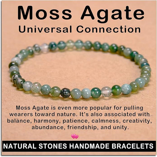 AD Beads Handmade Gemstone Stretch Elastic Bracelet Crystal Healing Reiki Nature's Beauty and Spiritual Essence Unisex