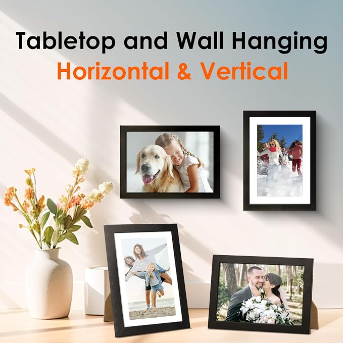FIXSMITH 5x7 Picture Frame Set of 2, Photo Frame with HD Plexiglass, Display Pictures 4x6 with Mat or 5x7 Without Mat Multi Picture Frames Collage for Tabletop or Wall Display, Black