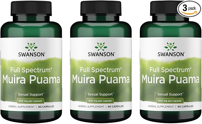 Swanson Muira Puama Root Sexual Health Virility Libido Boost Support Men's Women's Supplement 400 mg 90 Capsules (3 Pack)