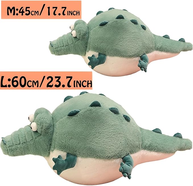 Alligator Stuffed Animal 23.7'' Funny Plush Toy, Chubby Crocodile Plush Body Pillow, Unique Fat Crocodile Stuffed Animal for Girls, Kids, Boys Birthday