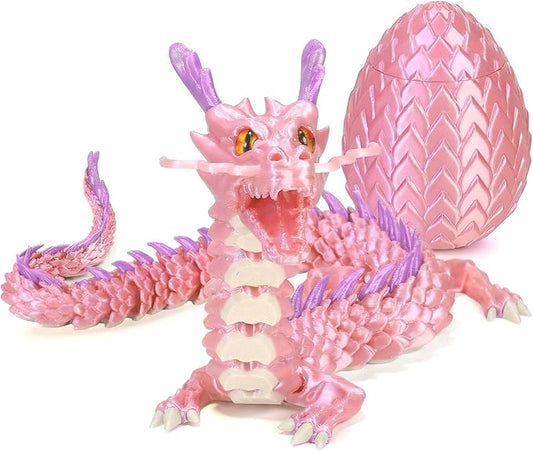 3D Printed Dragon Eggs, Glow in The Dark Fidget Toys for Kids & Adults, for Home Office Desk Decor (Pink Dragon God, Pcs, 1)